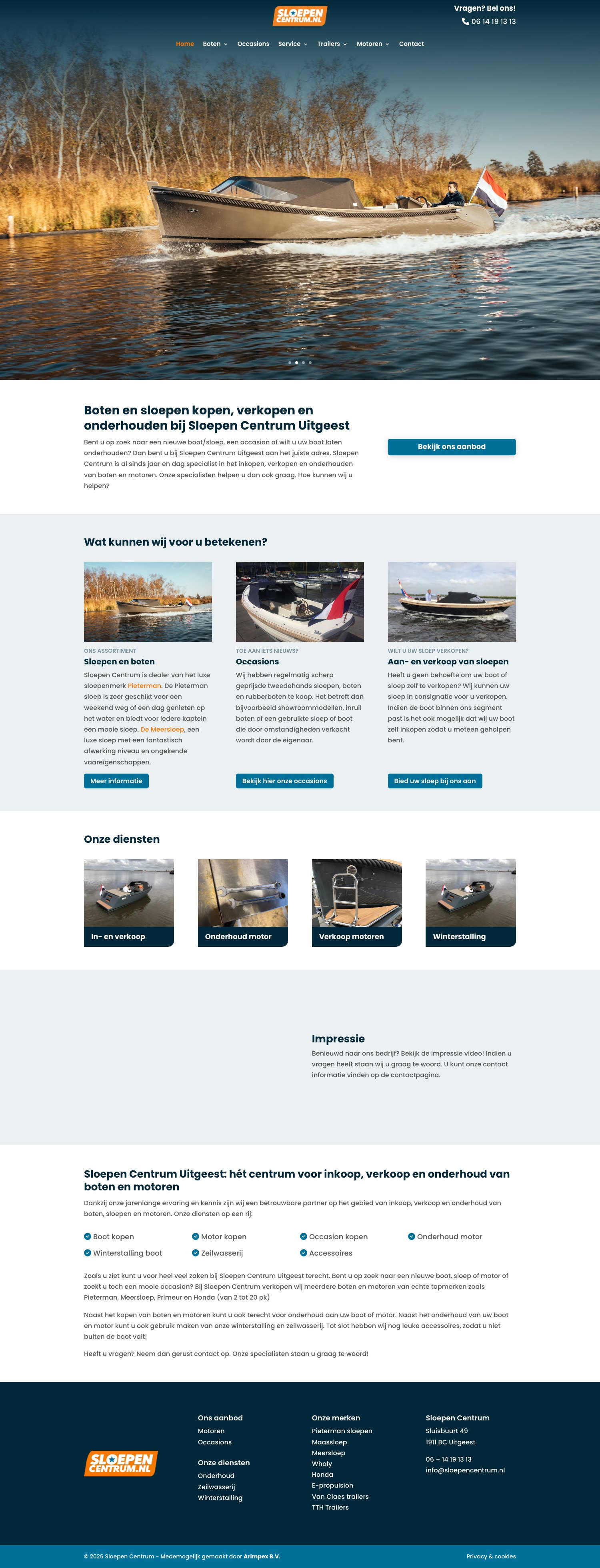 Screenshot van de website van Sloepencentrum