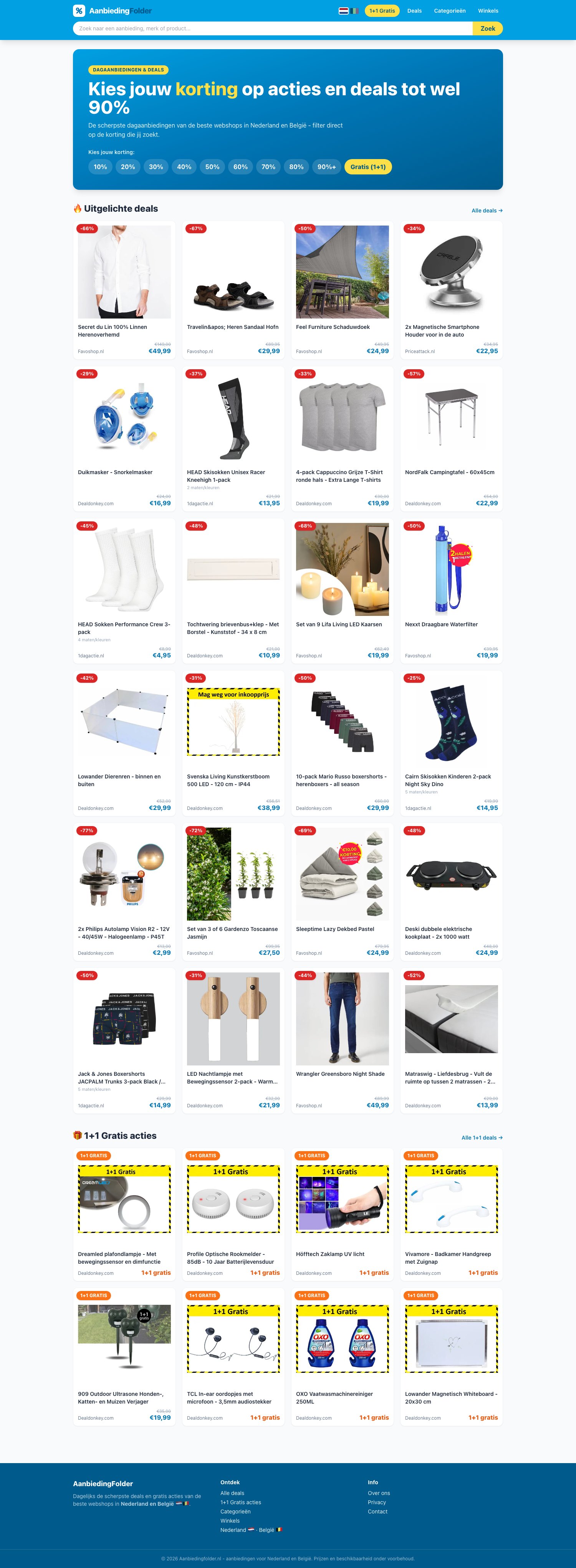 Screenshot van de website van Aanbieding folder