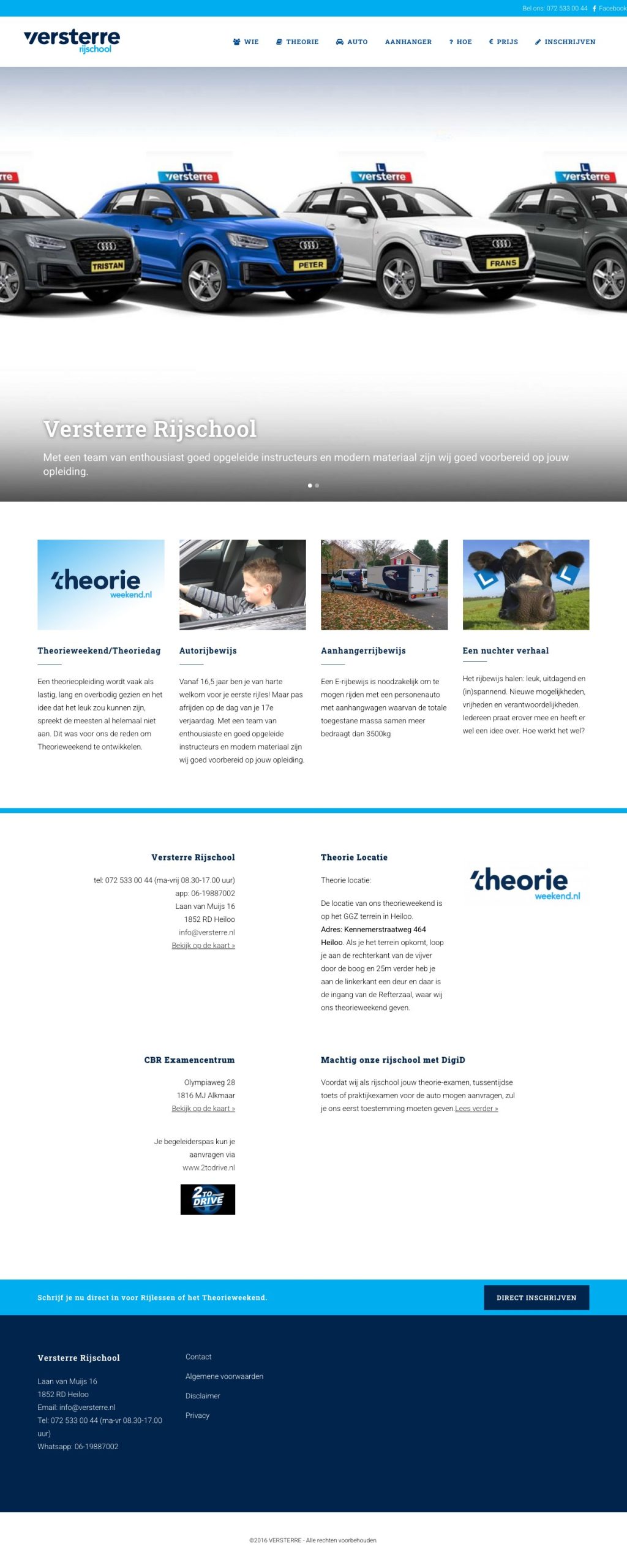 Screenshot van de website van Rijschool Versterre