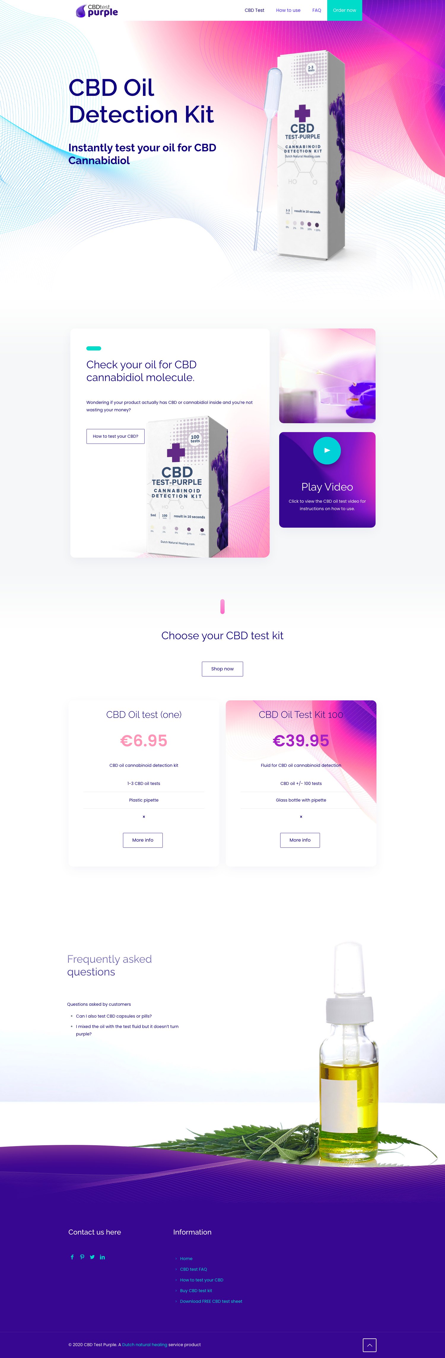 Screenshot van de website van CBD Olie Test Kit