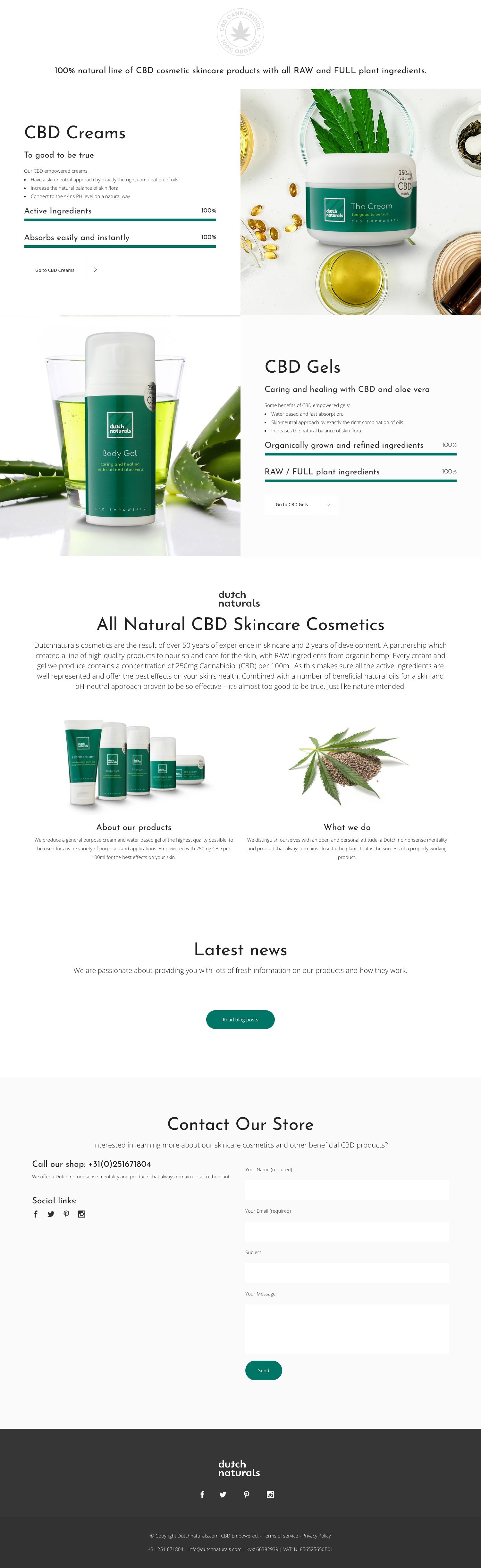 Screenshot van de website van Dutch Naturals