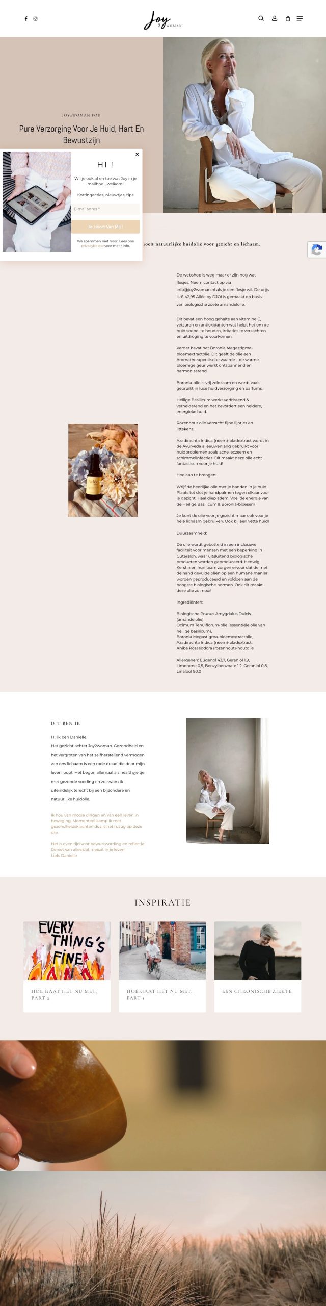Screenshot van de website van Joy2woman.nl