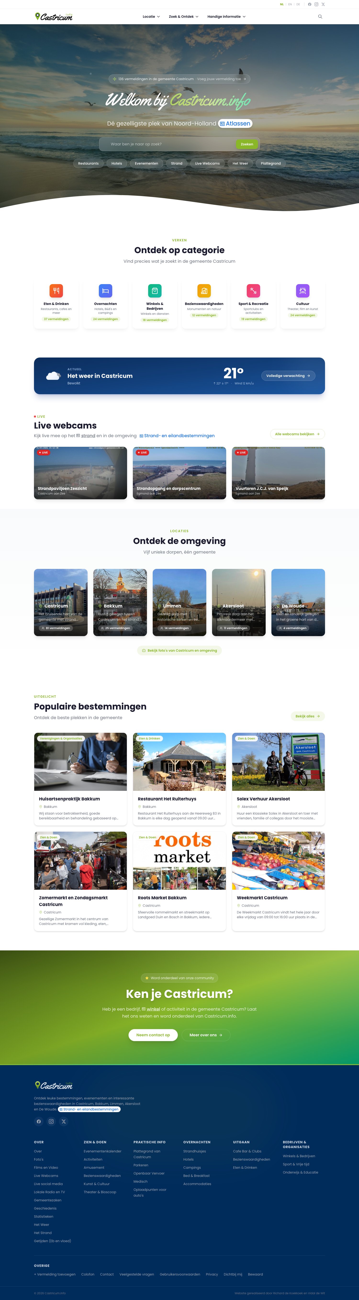 Screenshot van de website van Castricum.info