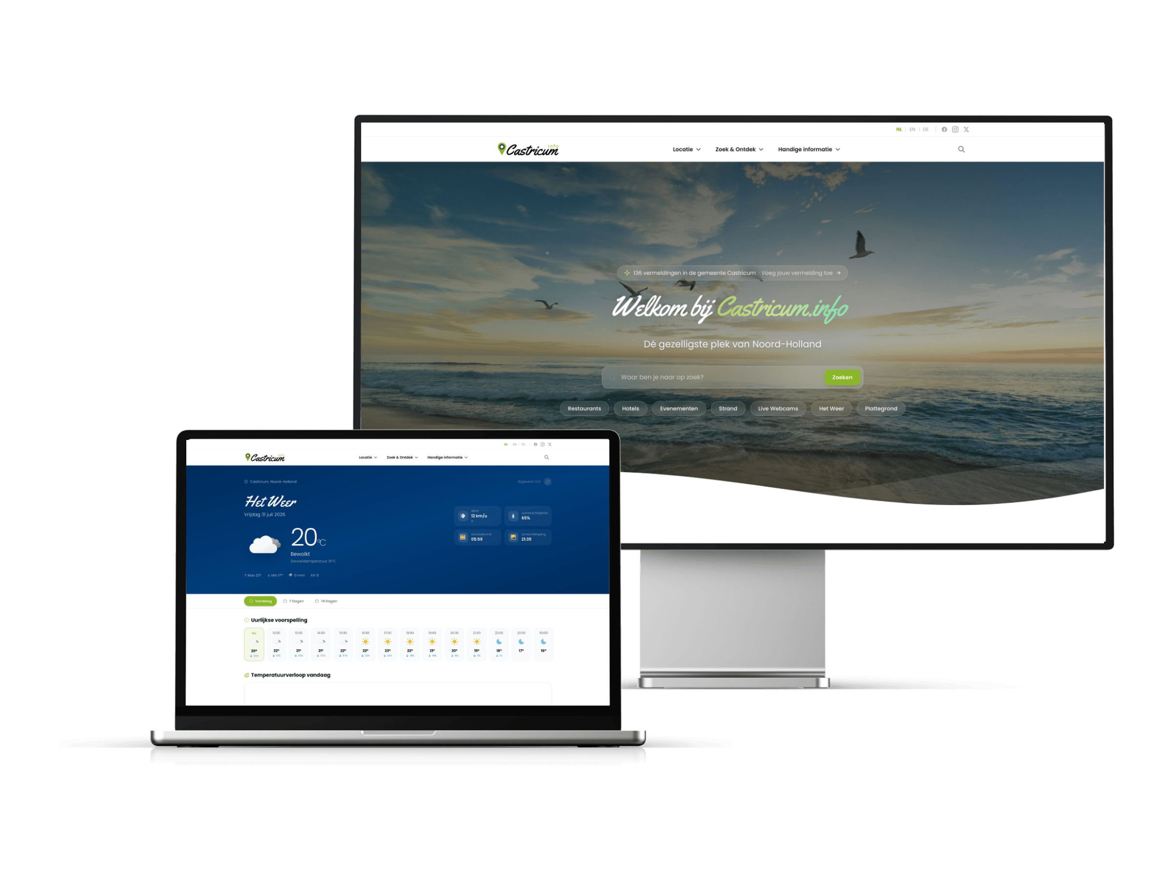 Website van Castricum.info op desktop en laptop