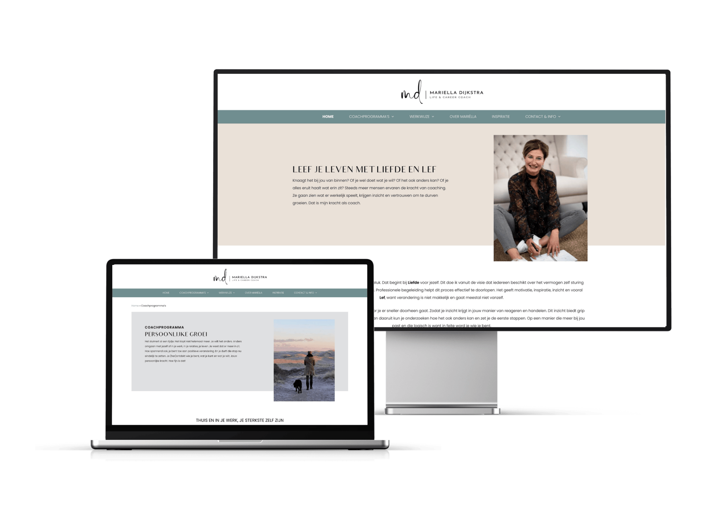 Website van Mariëlla Dijkstra op desktop en laptop