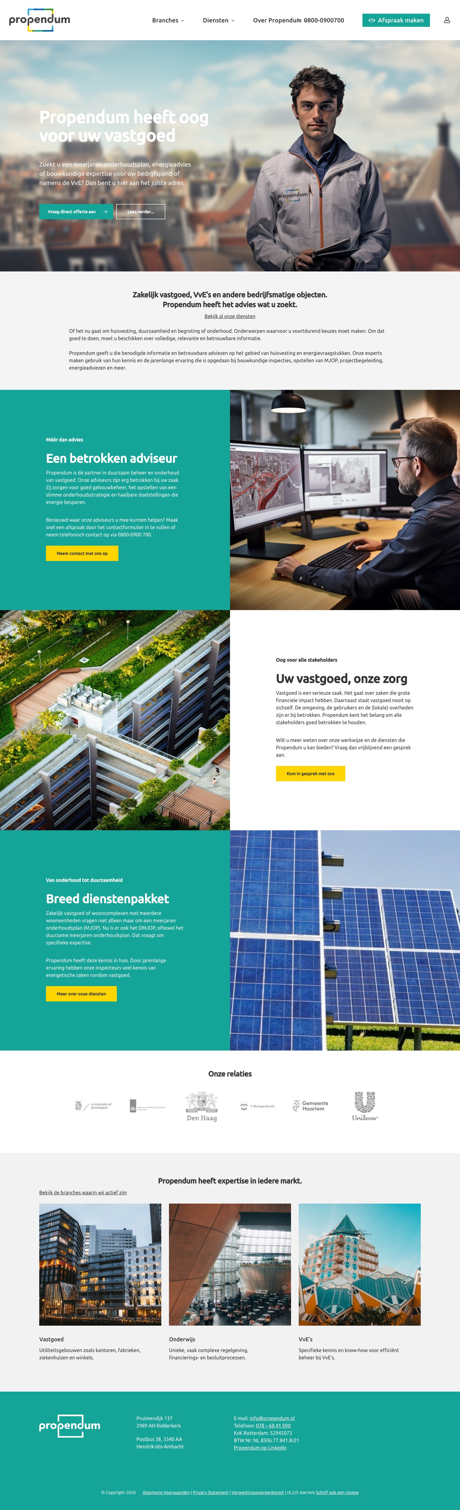 Screenshot van de website van Propendum