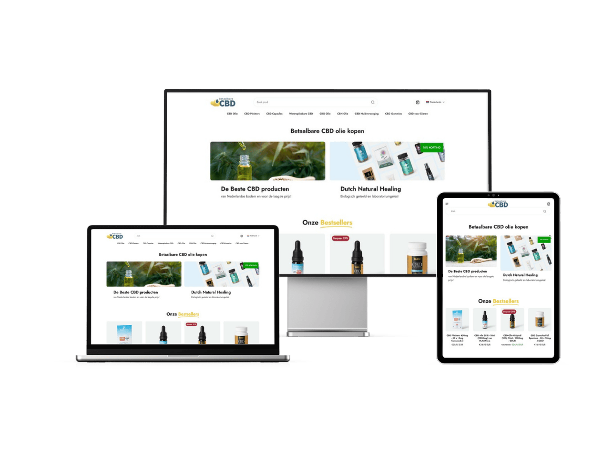 Betaalbare CBD webshop on desktop, laptop and tablet