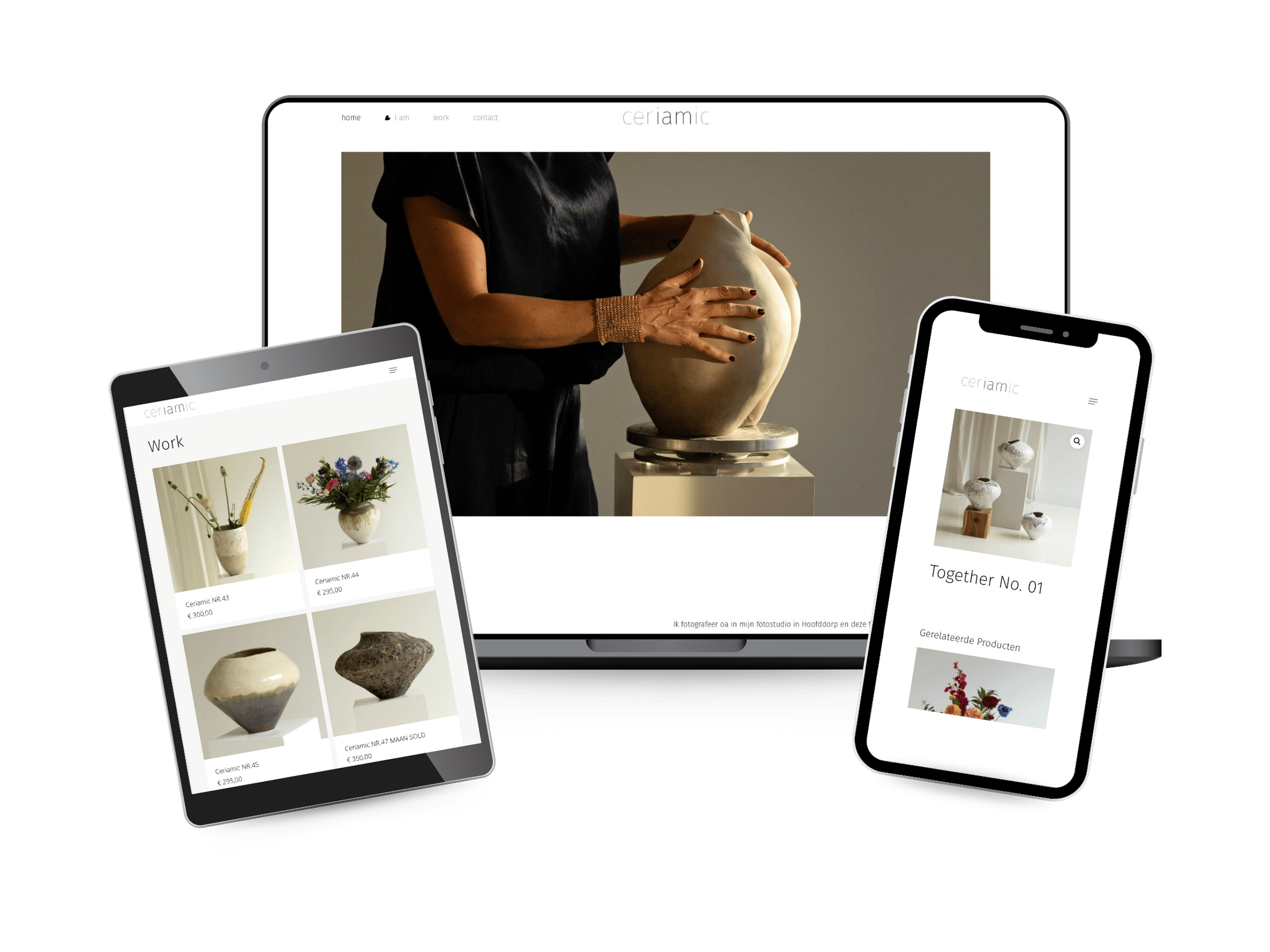 Ceriamic website and online shop on laptop, tablet and phone